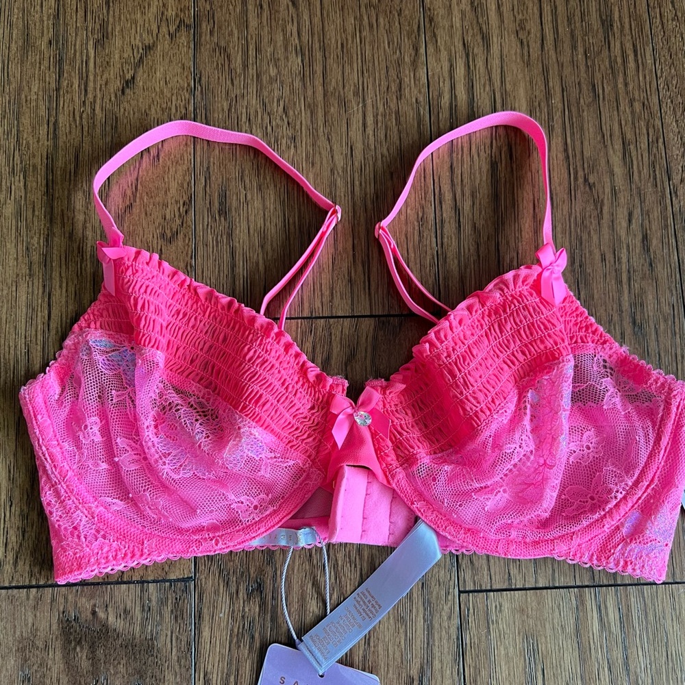Savage X Fenty hot pink lace bra